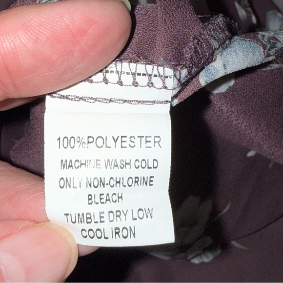 Papermoon Mauve Floral Blouse Puff Sleeve Keyhole Back Plus Size 2X - Picture 6 of 7